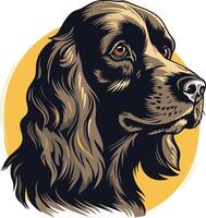A striking illustration of a black and tan hunting dog with a focused gaze vector