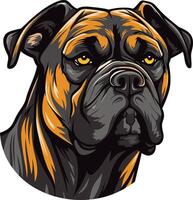 Intense, close up portrait of a bullmastiff with a serious expression, perfect for strong and powerful branding vector