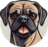 A cute pug with big, expressive eyes and a playful expression vector