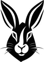 A bold and graphic black and white illustration of a rabbit's head, perfect for logos, branding, and designs vector