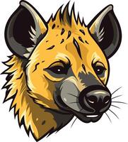 A fierce and playful cartoon hyena head illustration, perfect for logo designs, mascot concepts, and adventurous branding vector