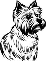 A striking black and white illustration of a west highland white terrier, perfect for pet related projects, branding, or design elements vector