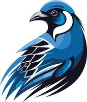 Abstract blue jay bird logo with sharp, dynamic lines vector