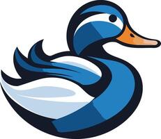 A friendly blue duck mascot logo, perfect for branding businesses related to nature, children, or water vector