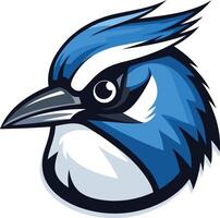 This element illustration features a detailed and stylized head of a blue jay, a common north american bird known for its distinctive plumage and loud calls vector