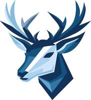 A stylized, geometric illustration of a deer head with large antlers vector