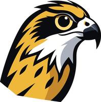 This is a element illustration of a fierce, stylized hawk head, facing right vector