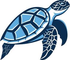 This element illustration features a stylized blue sea turtle in a cartoonish style vector