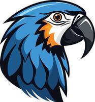 This element illustration depicts the head of a blue and gold macaw, a vibrant and iconic bird known for its striking colors and intelligence vector