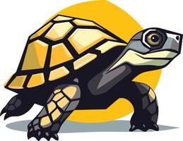Cute cartoon illustration of a turtle walking, with a bright yellow shell vector