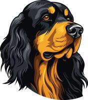 A striking illustration of a gordon setter's head, capturing the breed's elegant features and soulful eyes vector
