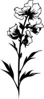 Elegant black and white silhouette of a single flower stem, perfect for adding a touch of botanical beauty to your designs vector