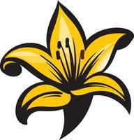A vibrant, stylized yellow lily flower with black outlines, perfect for adding a touch of elegance and nature to designs vector