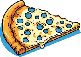 A cartoon slice of pizza with a unique twist this delicious-looking pizza features blueberries instead of pepperoni, making it perfect for a quirky, fun design vector