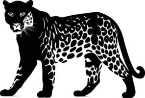 A striking silhouette of a jaguar, showcasing the animal's powerful physique and distinctive spotted pattern vector
