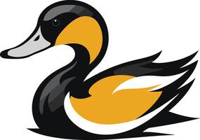 A bold and dynamic duck logo design in black, yellow and white vector