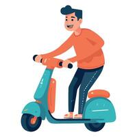 A man riding a scooter on a white background vector