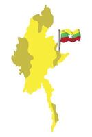 Myanmar map with flag vector