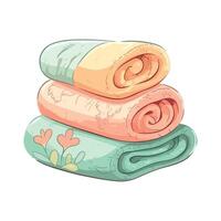 Three folded towels stacked on top of each other vector