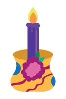 A colorful candle with a flower in the middle vector