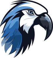 A bold and striking element illustration of a blue and black parrot head, perfect for branding, logos, and mascot designs vector