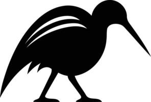 Simple black silhouette of a kiwi bird in a standing position vector