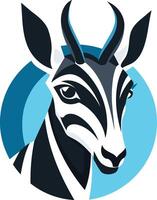Stylish and modern black and white antelope logo with blue circle background, perfect for branding and design projects vector