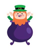 A leprechaun is sitting in a pot with a hat vector