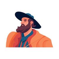 A man with a beard and hat vector