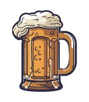 Beer mug with foam on top, isolated on white background vector