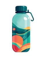Water bottle with colorful design on white background vector