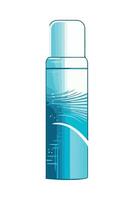 A blue spray bottle with a white cap vector