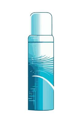 A blue spray bottle with a white cap