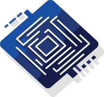 Abstract blue and white logo design with a geometric pattern representing technology, innovation, and connection vector