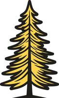 Simple, bold illustration of a yellow evergreen tree, ideal for logo design, branding, and nature themed projects vector