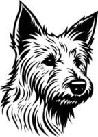 A bold and striking black and white illustration of a terrier's head, perfect for branding, design projects, and pet related businesses vector