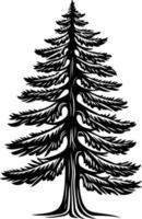 A stylized black and white illustration of a tall evergreen tree, perfect for adding a touch of nature to your designs vector