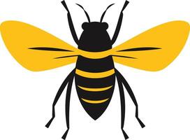 Simple, bold bee icon in black and yellow, perfect for branding, logos, and graphic design projects vector