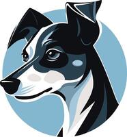 A playful and friendly illustration of a black and white terrier dog head, perfect for branding, websites, or pet related designs vector