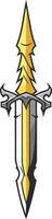 A sharp and stylized illustration of a golden sword, perfect for gaming, fantasy, or medieval themed projects vector