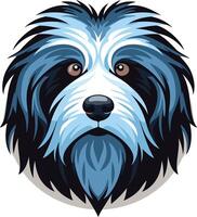 A bold, stylized illustration of a dog's face, perfect for pet related branding, social media, and more the blue and white color palette adds a touch of playfulness vector