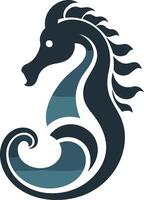 Stylish and abstract seahorse logo, perfect for businesses related to the ocean, marine life, and aquatic themes vector
