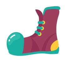 A purple boot with a green sole vector
