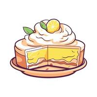 A slice of lemon cake with a slice missing vector