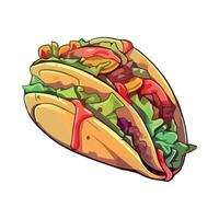 A cartoon taco with lettuce and tomatoes vector