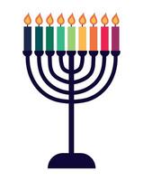 Hanukkah menorah with candles on white background vector