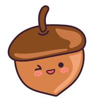 A cartoon acorn with a face and eyes vector