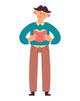 Man reading book, illustration vector