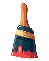 A paint brush with red paint on it vector