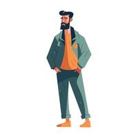 A man with a beard and a jacket vector